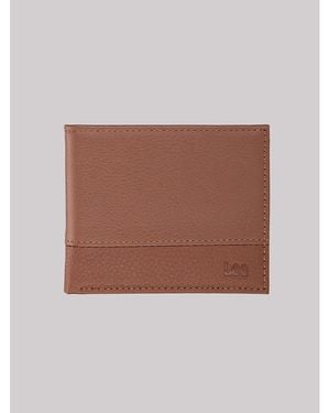 Lee Jeans Mens Embossed Logo Bifold Wallet - Brown