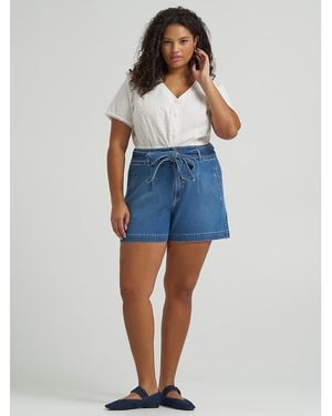 Lee Jeans Womens High Rise Denim Bow Shorts Plus Size - Blue