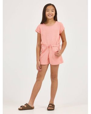 Lee Jeans Girls French Terry Roll Sve Romper - Pink