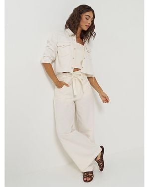Lee Jeans Womens High Rise Pleated Linen Trouser Pants - Natural