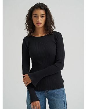 Lee Jeans Womens Slit Sve Rib Knit T-shirt - Black