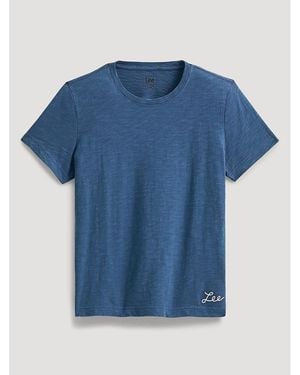 Lee Jeans Womens Solid Crew Neck T-shirt - Blue