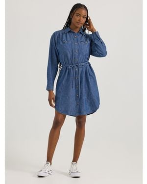 Lee Jeans Womens Legendary Shirred Frontier Dress - Blue
