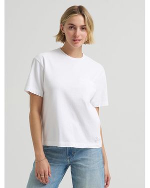 Lee Jeans Womens Solid Crew Neck T-shirt - White