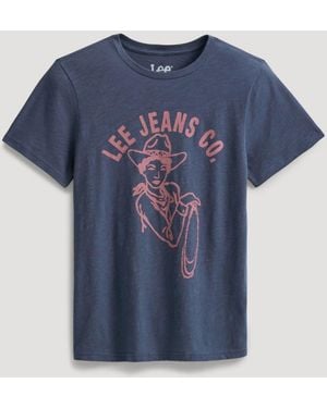 Lee Jeans Womens Cowgirl Graphic T-shirt - Blue