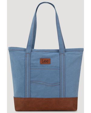 Lee Jeans Womens Color Block Tote Bag - Blue