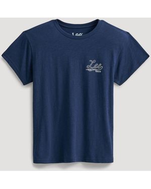 Lee Jeans Womens Lasso Script Logo T-shirt - Blue