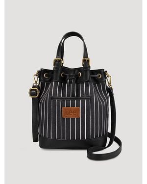 Lee Jeans Womens Striped Bucket Backpack - Black