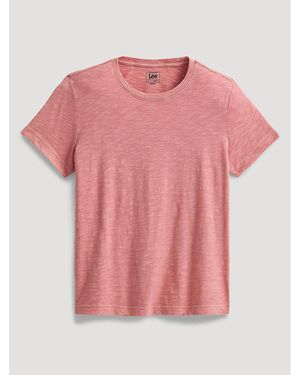 Lee Jeans Womens Solid Crew Neck T-shirt - Pink