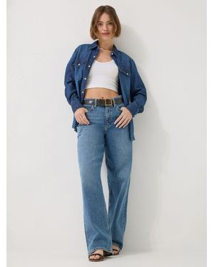 Lee Jeans Womens Loose Straight Rider Jeans - Blue