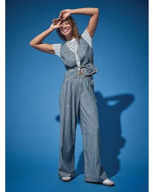 Lee Jeans Womens Loose Pleated Trouser Pants - Blue