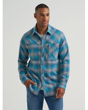 Lee Jeans Mens Flannel Button Down Work Shirt - Blue