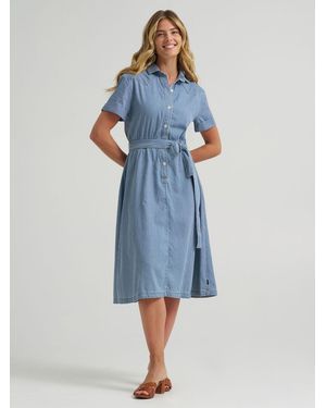 Lee Jeans Womens Legendary Midi Swing Dress - Blue