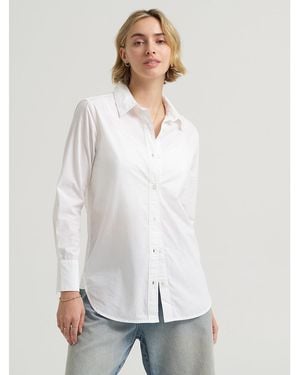 Lee Jeans Womens Classic Pocketless Button Down Shirt - White