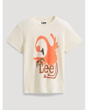 Lee Jeans Womens Flamingo Graphic T-shirt - White