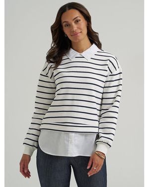 Lee Jeans Womens Twofer Sweater Top - Gray
