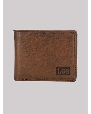 Lee Jeans Mens Embossed Logo Tumbled Passcase Wallet - Brown