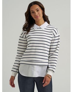 Lee Jeans Womens Twofer Sweater Top - Gray