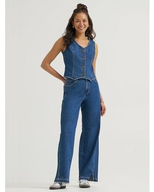 Lee Jeans Womens Heritage Slit Hem Loose Straight Jeans - Blue