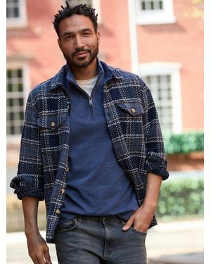 Lee Jeans Mens Textured Plaid Overshirt - Blue