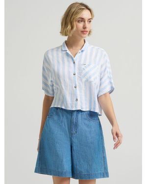 Lee Jeans Womens Crop Resort Shirt - Blue