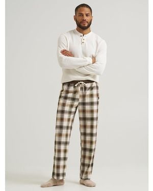 Lee Jeans Mens Plaid Lounge Pants With Contrast Waistband - White
