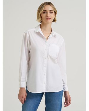 Lee Jeans Womens Boyfriend Button Down Shirt - White