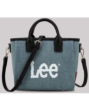 Lee Jeans Womens Mini Printed Logo Tote - Blue