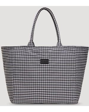 Lee Jeans Womens Gingham Tote Bag - Blue