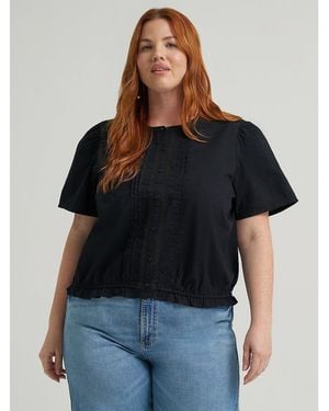 Lee Jeans Womens Heritage Pintuck Top Plus Size - Black