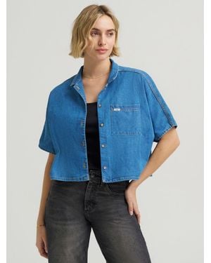 Lee Jeans Womens Crop Resort Shirt - Blue