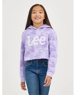 Lee Jeans Girls Tie Dye Crop Logo Hoodie - Purple