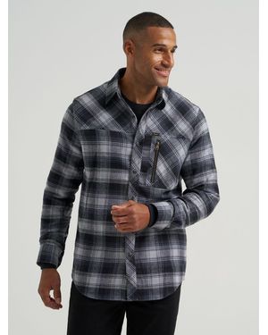 Lee Jeans Mens Flannel Button Down Work Shirt - Gray