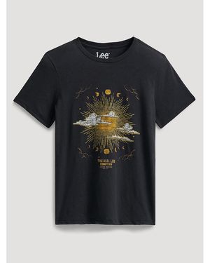 Lee Jeans Womens Celestial Moon Phases Graphic T-shirt - Black