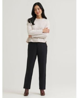 Lee Jeans Wrinkle Free Relaxed Fit Straight Leg Pants Gunmetal Stripe - White