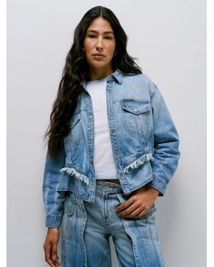 Lee Jeans Womens X Feng Chen Wang Denim Peplum Shirt - Blue