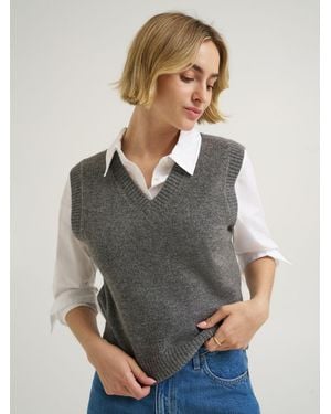 Lee Jeans Womens Vneck Sweater Vest - Gray