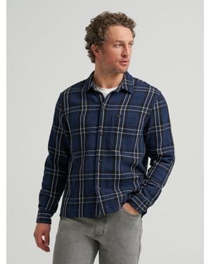 Lee Jeans Mens Relaxed Fit Plaid Overshirt - Blue