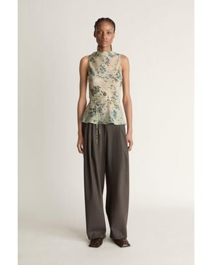 Lee Mathews Willow Silk Bias Top - Green