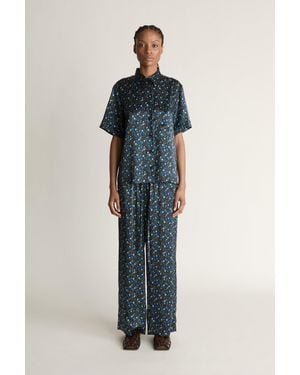 Lee Mathews Bella Silk Ss Shirt - Blue