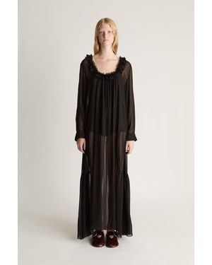 Lee Mathews Evelyn Georgette Ls Dress - Black