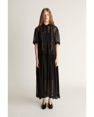 Lee Mathews Millie Ruffle Shirt Dress - Black