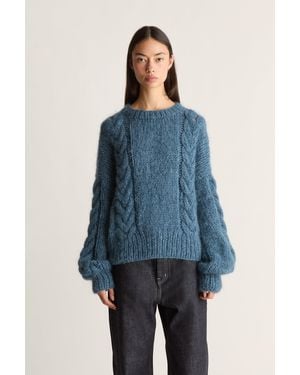 Lee Mathews Frisson Hand Knit Crewneck - Blue