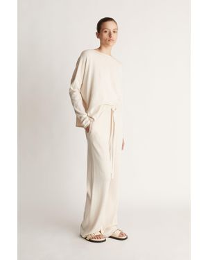 Lee Mathews Cotton Cashmere Wide Leg Pant - Natural