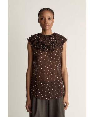 Lee Mathews Beatrice Georgette Top - Brown