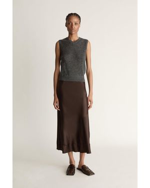 Lee Mathews Stella Silk Satin Skirt - Natural