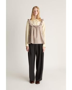 Lee Mathews Christie Poplin Check Top - Natural
