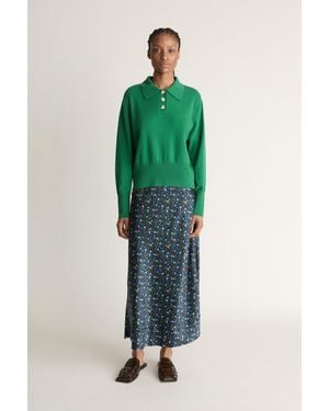Lee Mathews Cashmere Ls Polo - Green