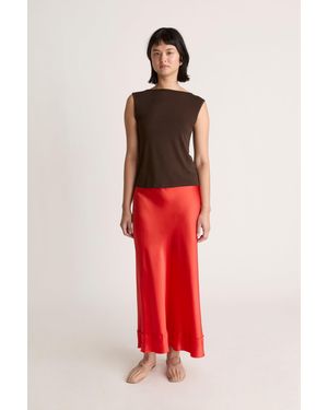Lee Mathews Stella Silk Satin Skirt - Red