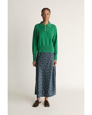 Lee Mathews Cashmere Ls Polo - Green